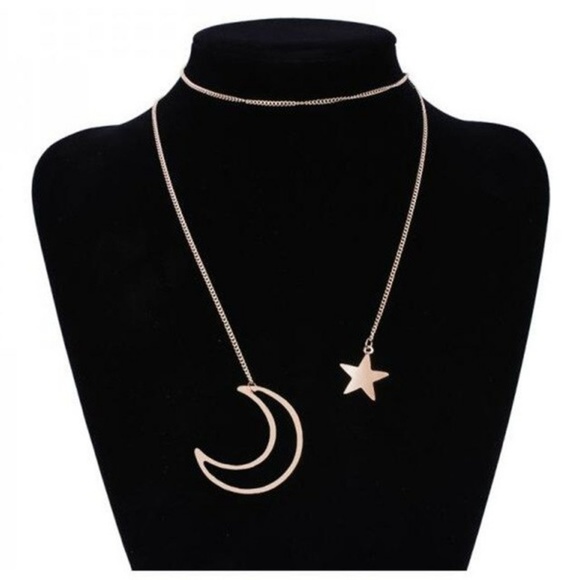 5 for $25 Large Moon and Star Long Necklace - Picture 6 of 7